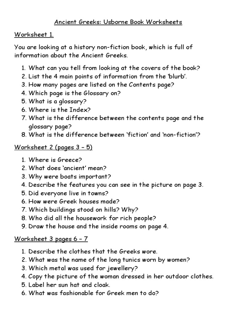 worksheet Ancient Greece Worksheets ancient greeks usborne worksheets athena