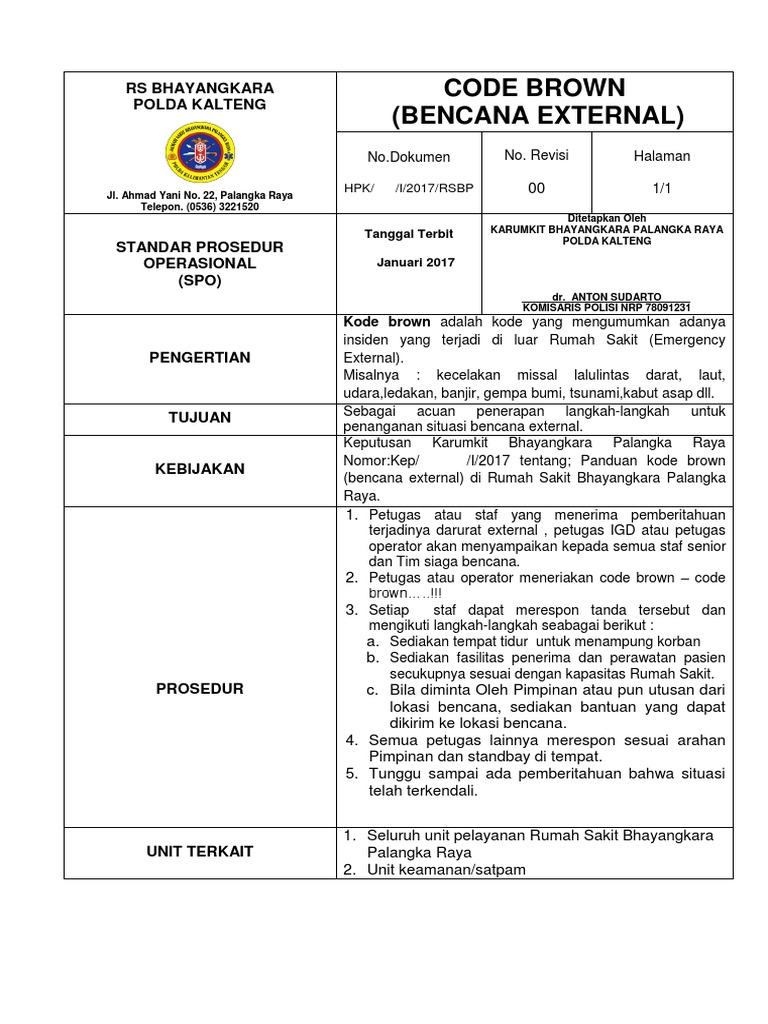 Prosedur Code Brown di RS Bhayangkara | PDF