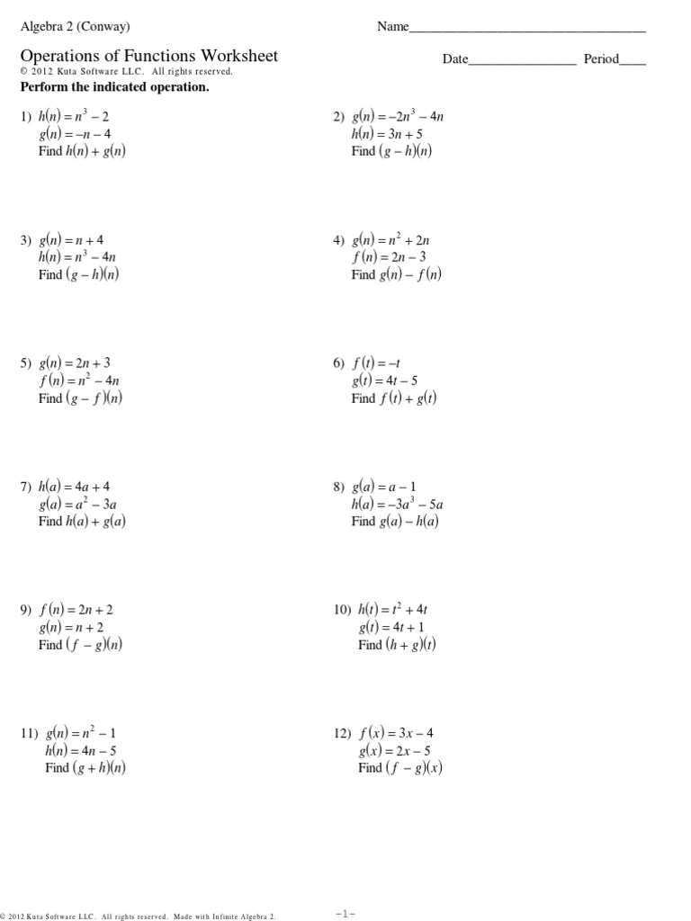 7 3 1 Operations Of Functions Pdf