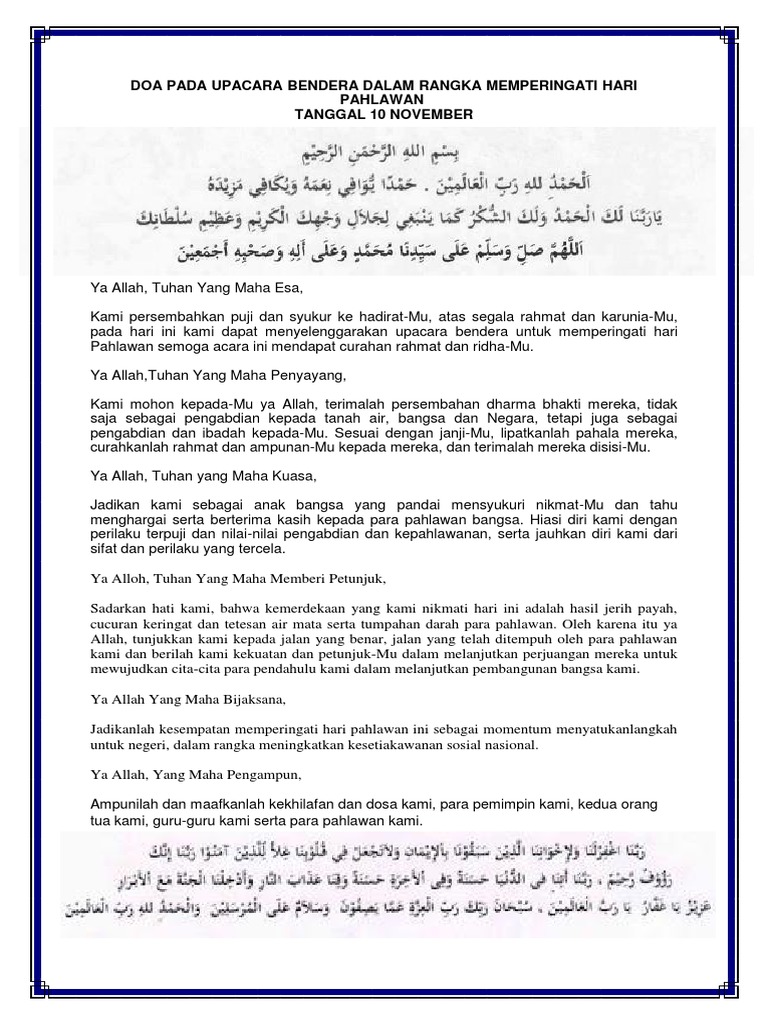 Doa Pada Upacara Bendera Dalam Rangka Memperingati Hari Pahlawan Pdf