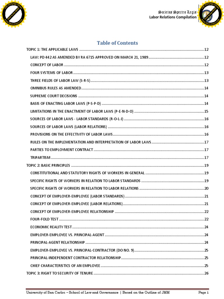 Labor Relations Law Overview | PDF | Labour Law | Employment