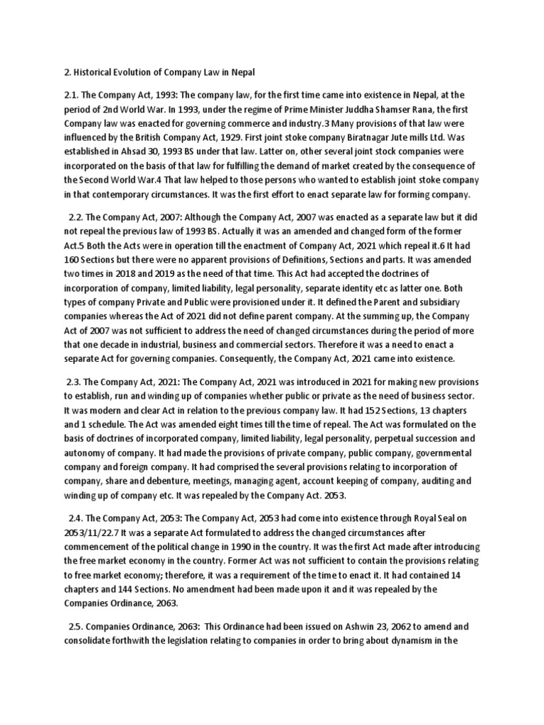 Evolution of Company Law in Nepal | PDF | Corporate Law | Repeal