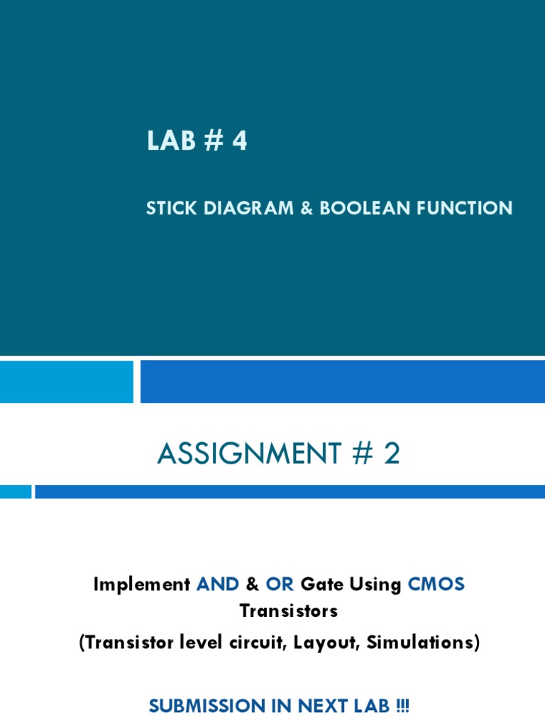 CMOS transistor lab stick diagrams and Boolean functions PDF