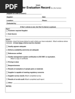 Template - Supplier Evaluation Form