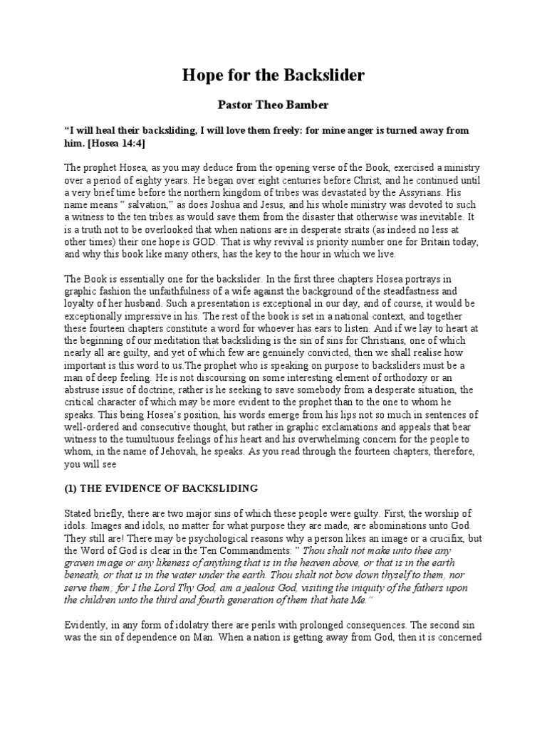 Signs of Backsliding Explained | PDF | Hosea | Jesus