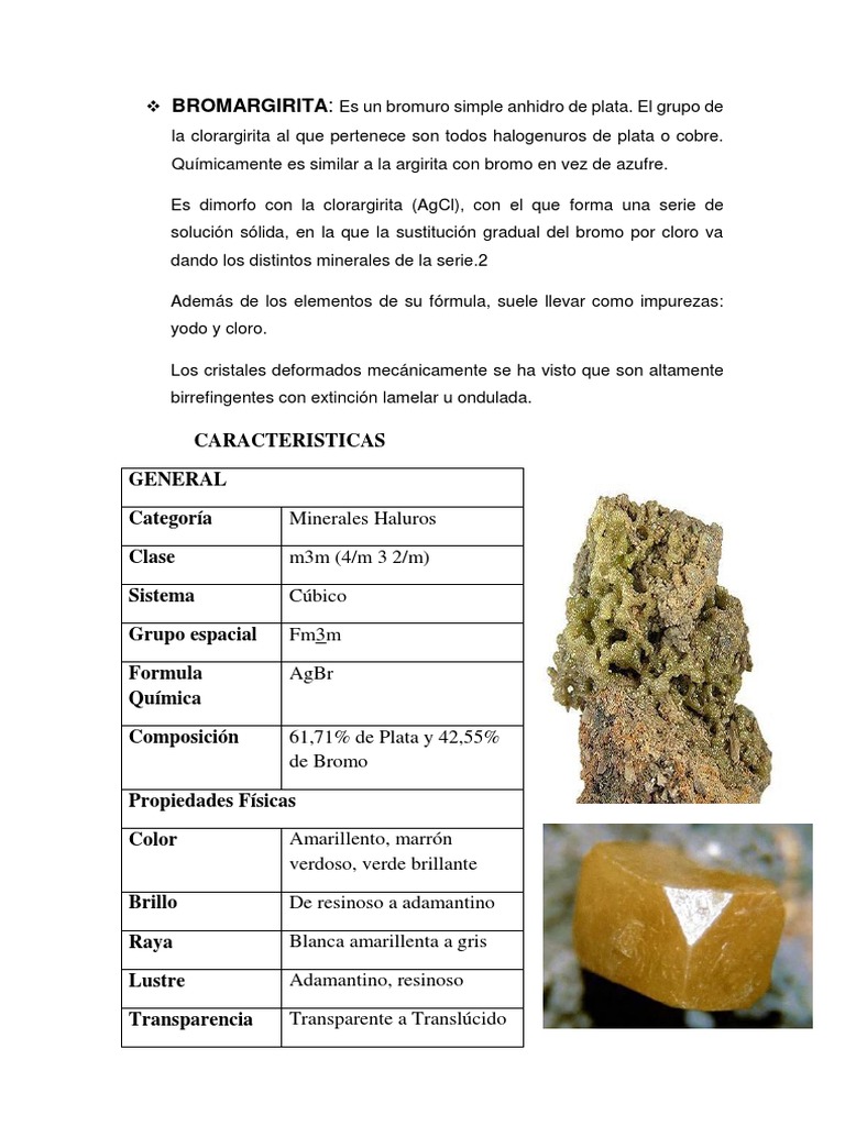BROMARGIRITA PDF Minerales Compuestos químicos