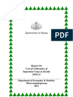 Kerala Crops Costs of Cultivation and Expected Output