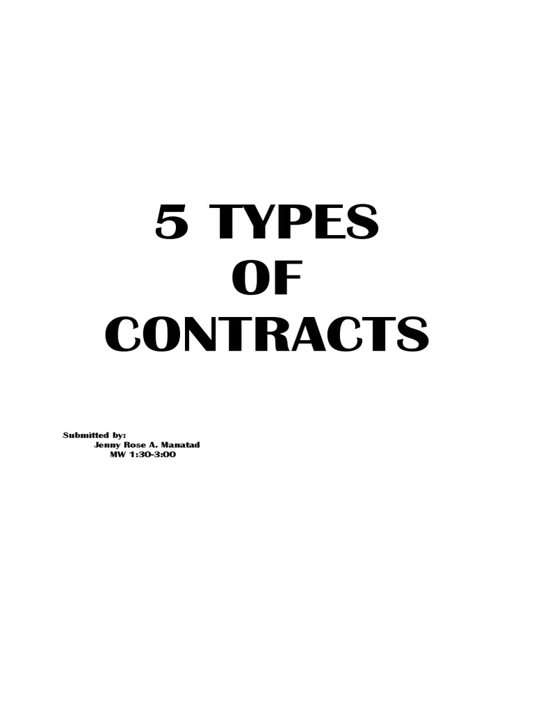 Types of Contracts Explained | PDF | Annulment | Ratification