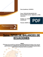 Tipos de Balanceo de Ecuaciones