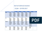 Jadwal WH Dokmud Anastesi 13 Feb - 18 FEB 2017: Senin Selasa Rabu Kamis Jumat Sabtu Minggu