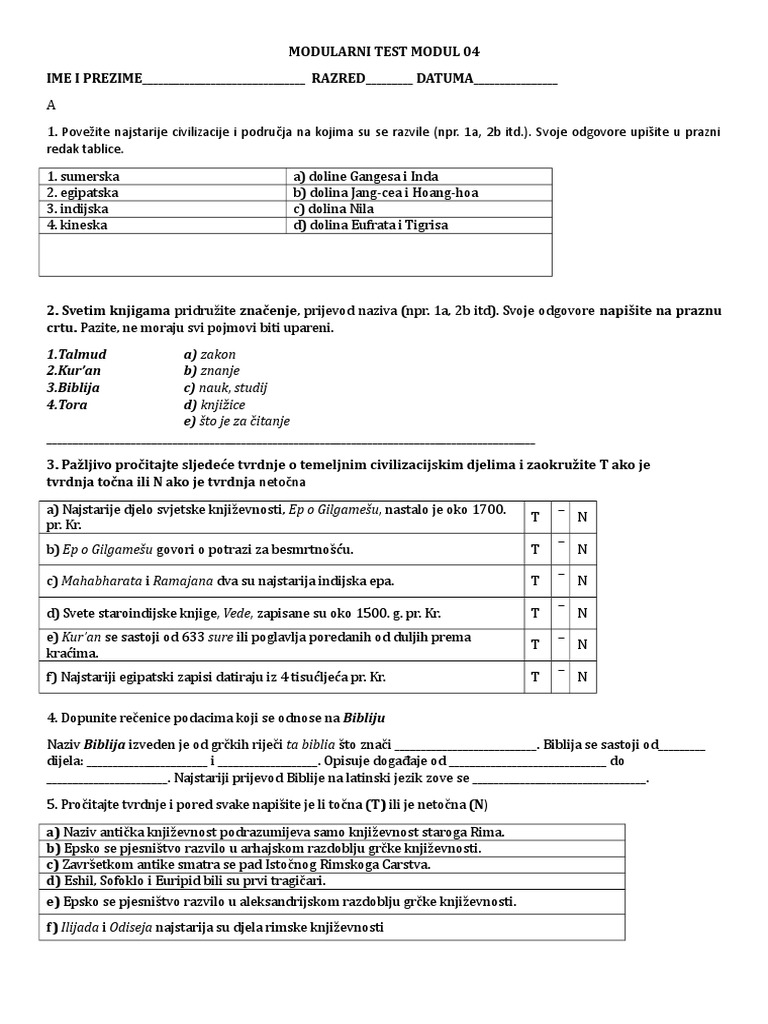 Modularni Test Modul 04 2d | PDF