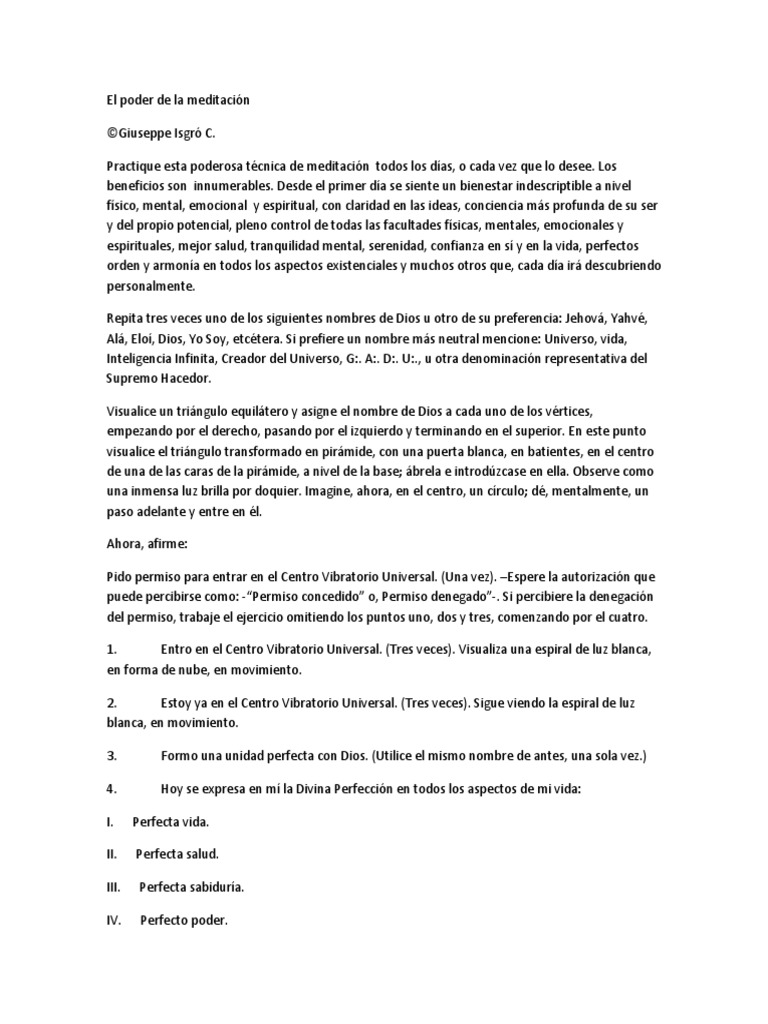 El Poder de La Meditación | PDF | Meditación | Dios
