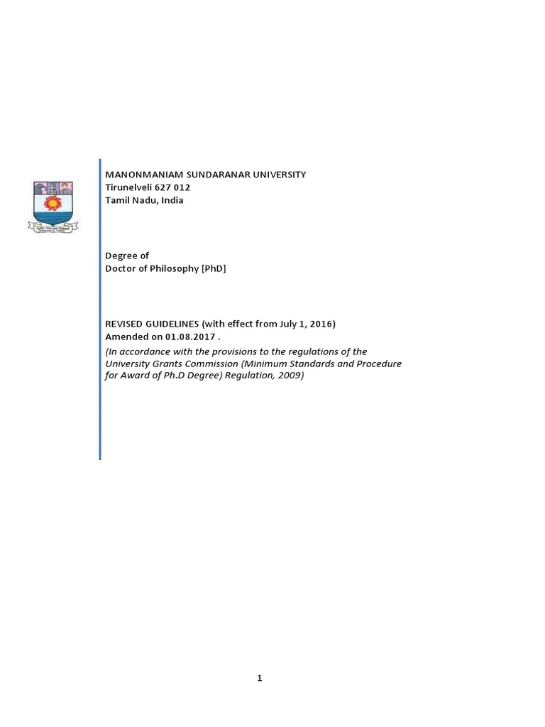 PhD Guidelines for MS University | PDF | Doctor Of Philosophy | Thesis