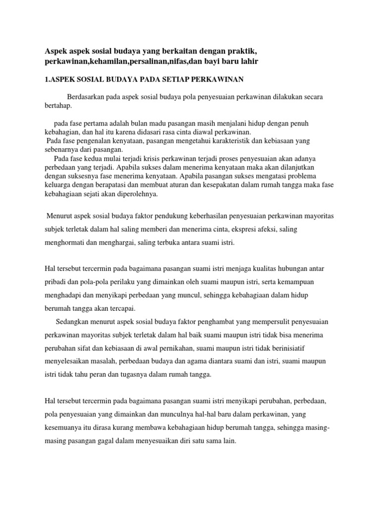 Aspek Aspek Sosial Budaya Yang Berkaitan Dengan Praktik PDF