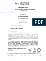 Concepto de Sala Especializada de Alimentos y Bebidas Alcoholicas - Invima - Acta No. 01 Del 31 de Enero de 2013