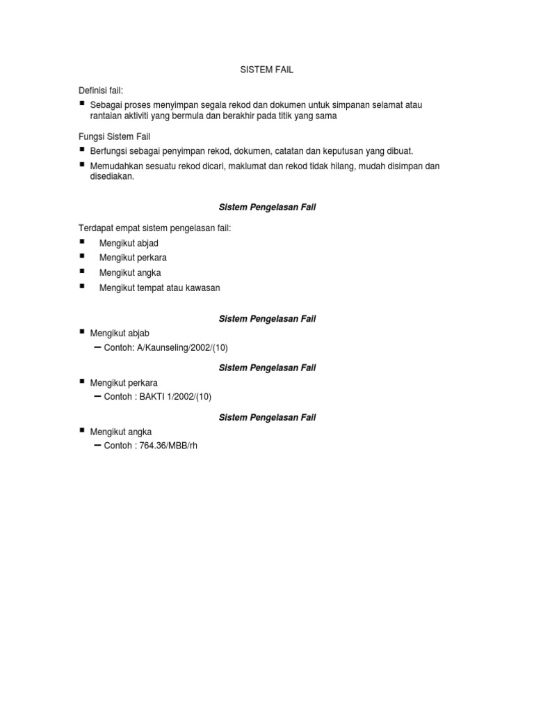 Nota Sistem Fail | PDF