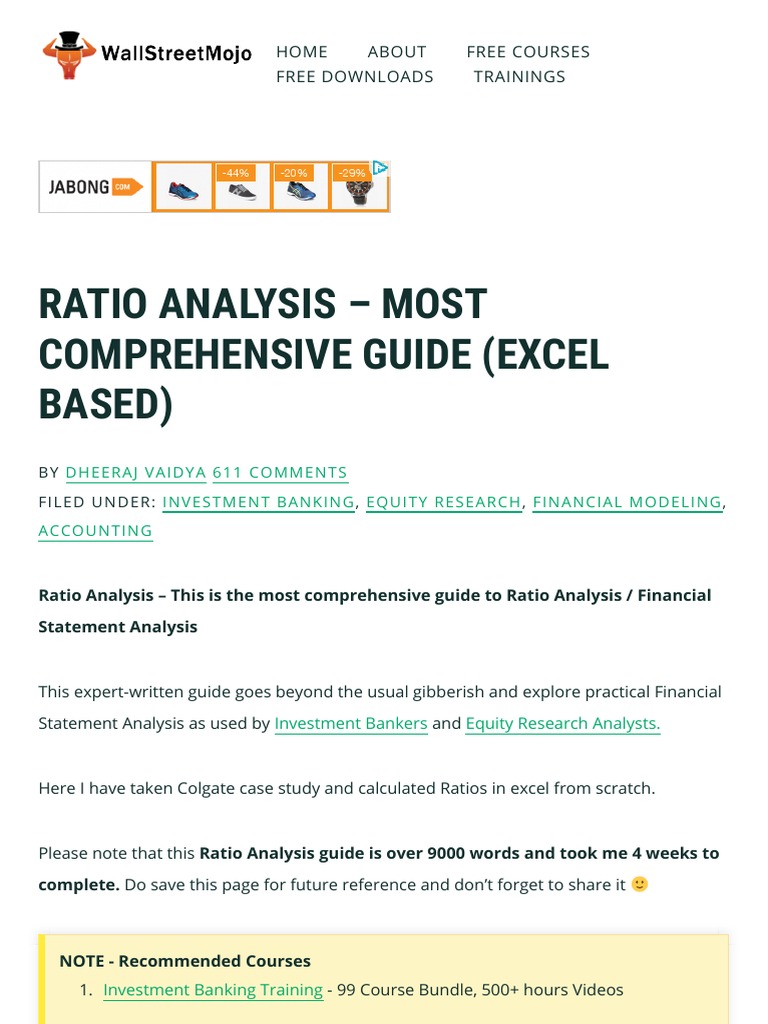 Ratio Analysis - Most Comprehensive Guide (Excel Based) | PDF | Revenue ...