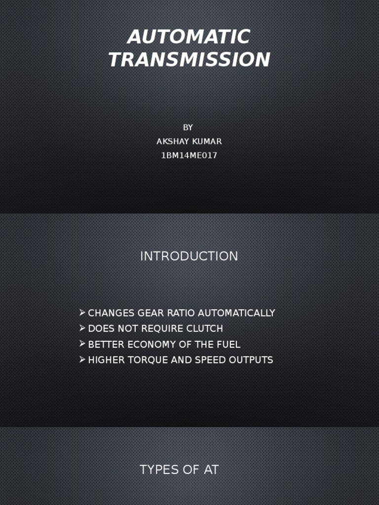 Overview of Automatic Transmission | PDF | Automatic Transmission ...