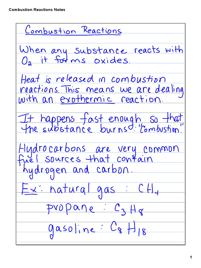 Combustion Reactions Overview | PDF
