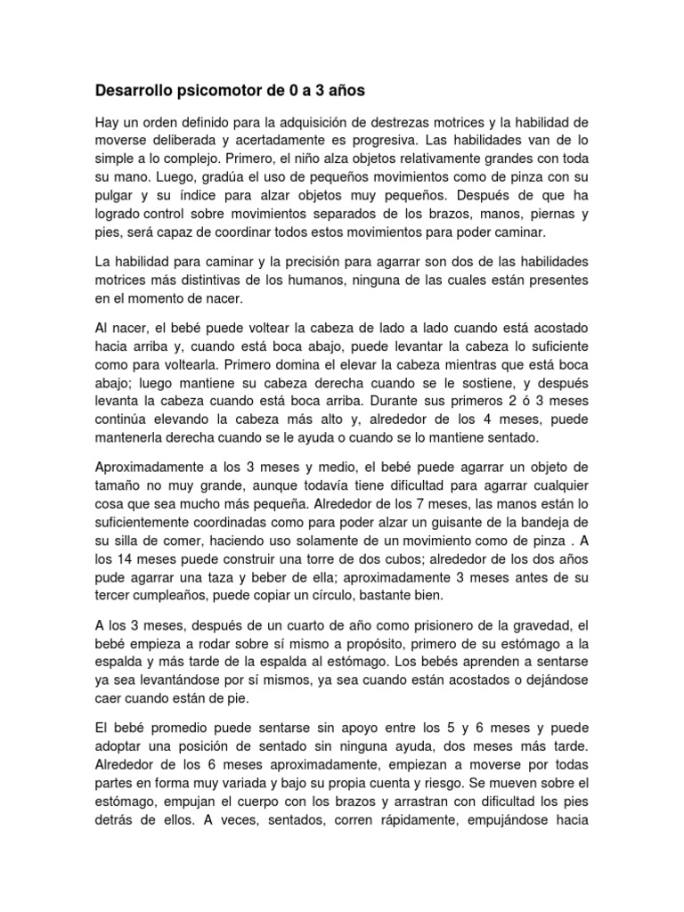 Desarrollo psicomotor 0 a 3 años | PDF | Pinturas | Dibujo