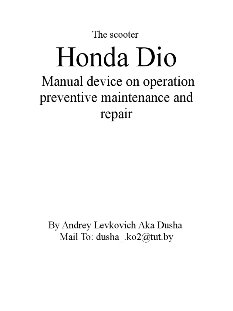 Honda DIO MANUAL | PDF | Wheeled Vehicles | Automotive Technologies