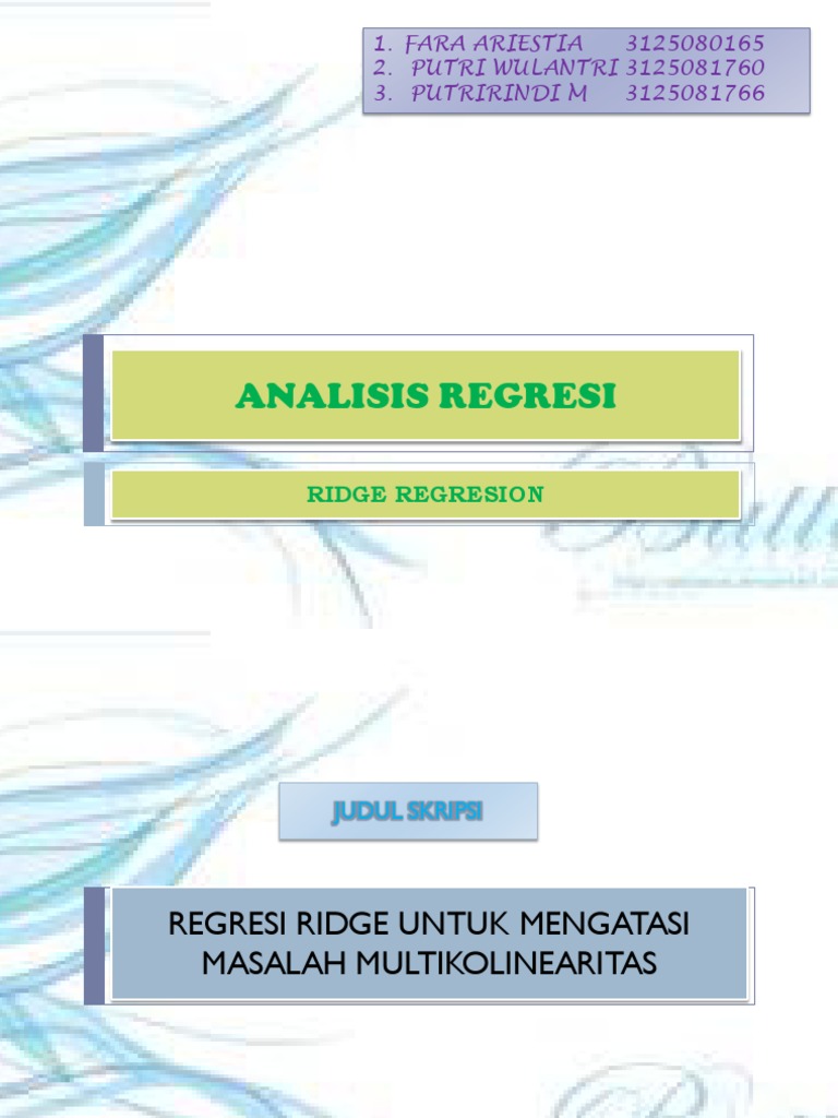 Analisis Regresi Ridge dan Multikolinearitas | PDF
