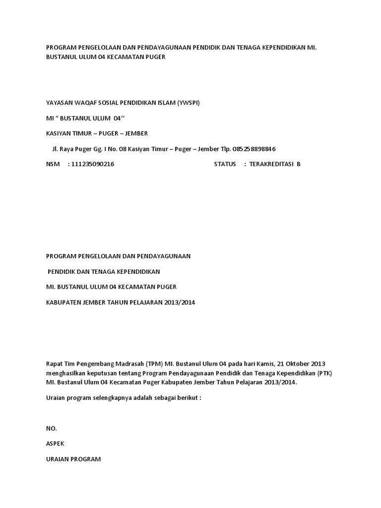 Program Pengelolaan Dan Pendayagunaan Pendidik Dan Tenaga Kependidikan ...