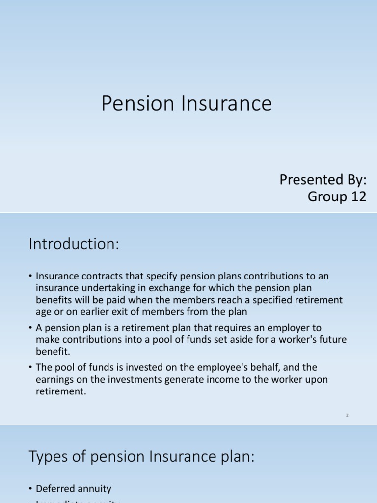 Understanding Pension Insurance Plans | PDF