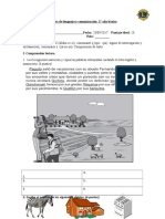 Prueba de Lenguaje y Comunicación ZA ZO ZU - CE - CI - QUE - QUI