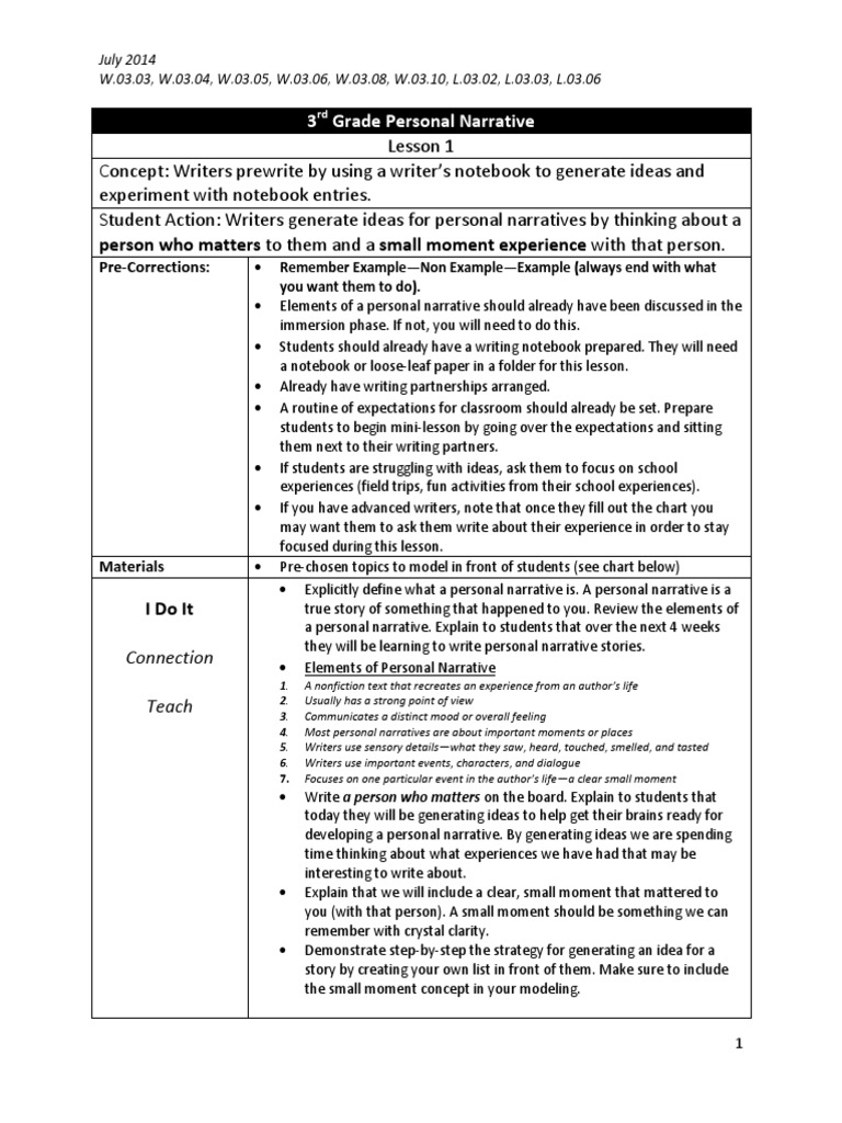 Personal narrative essay pdf picture