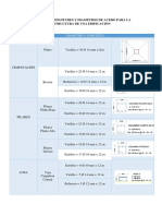 Listado de Longitudes y Diametros de Acero Para La Estructura de Una Edificacion