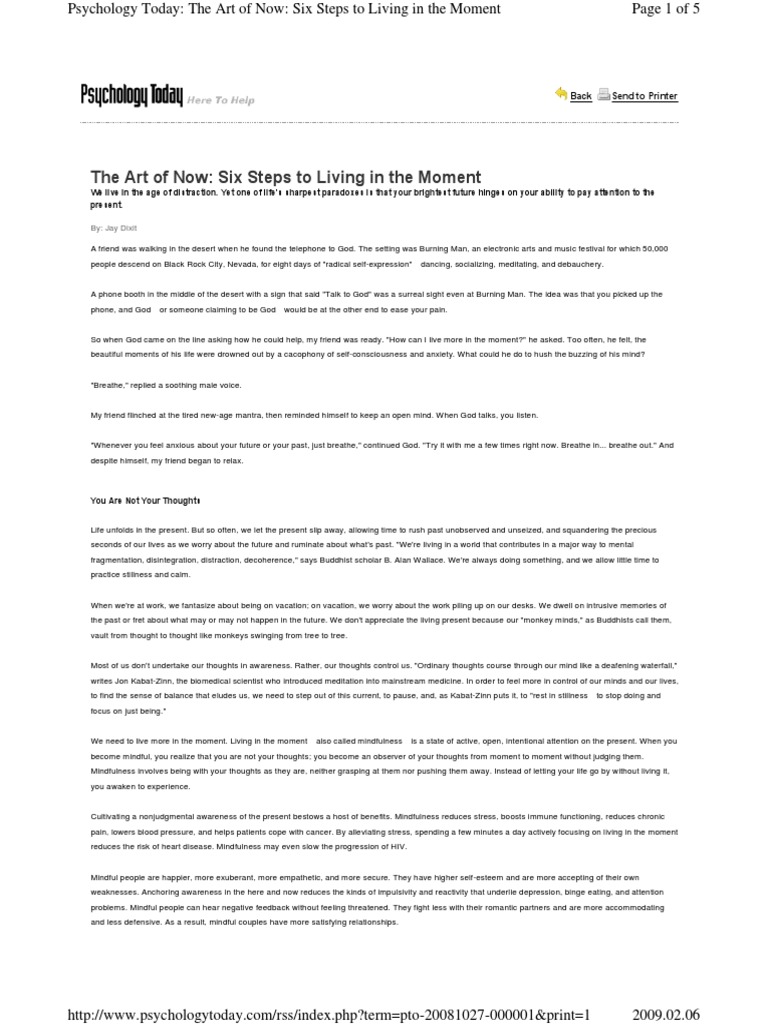 The Art of Now: Six Steps To Living in The Moment | PDF | Flow ...