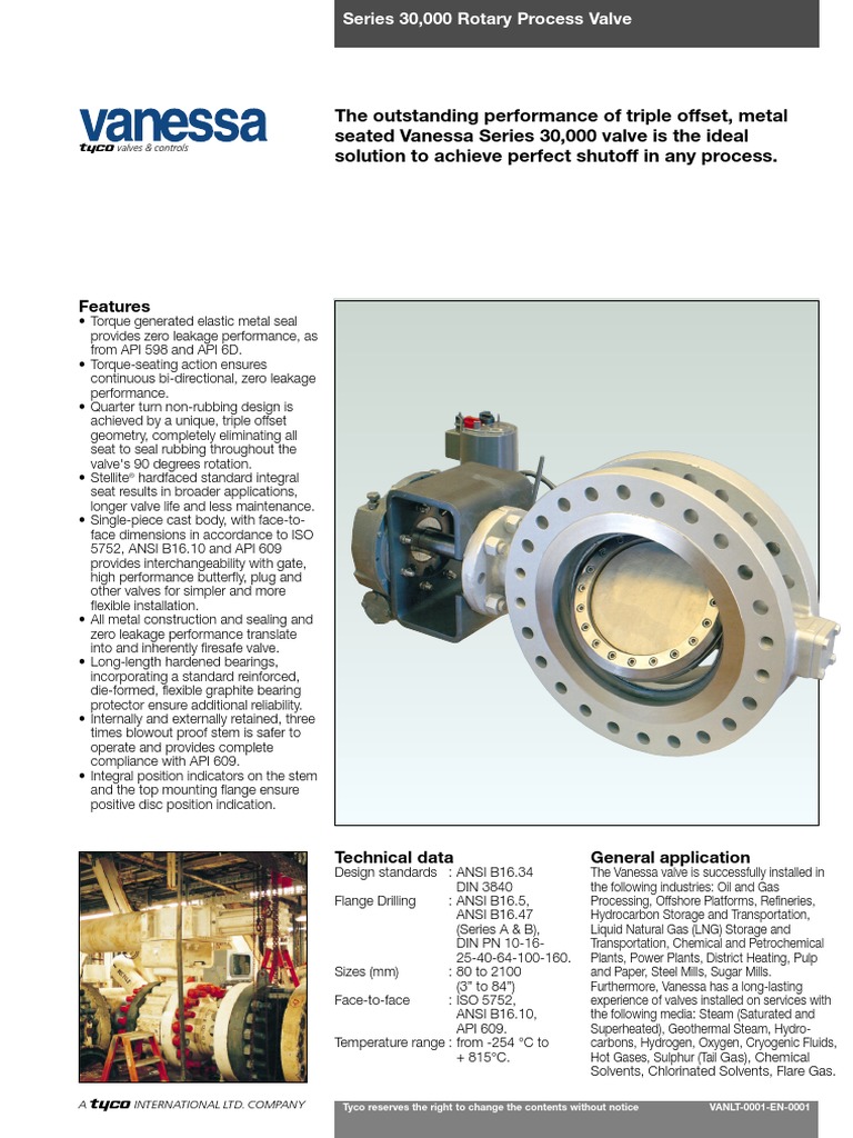 VANLT-0001-En Series 30,000 Rotary Process Valve | PDF | Valve | Screw