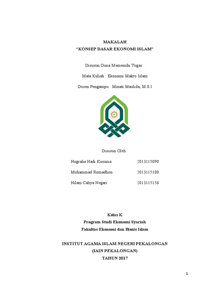 Makalah Konsep Dasar Dalam Ekonomi Islam