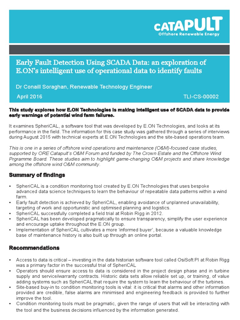 E.ON's SpheriCAL: SCADA Fault Detection | PDF | Reliability Engineering ...