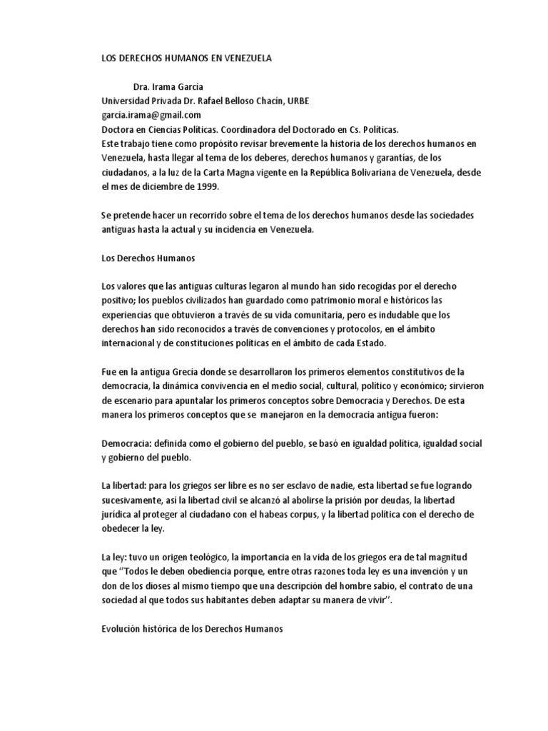 Los Derechos Humanos en Venezuela | PDF | Derechos humanos | Derechos