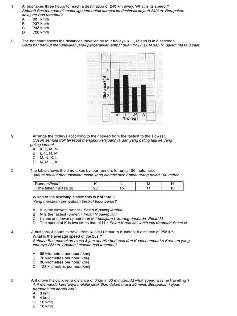 Latihan Kelajuan Tahun 6 Sains  PDF