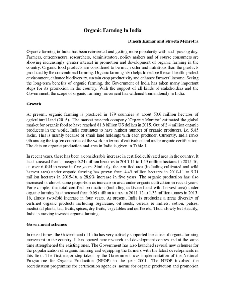 Organic Farming in India | PDF | Organic Farming | Organic Foods