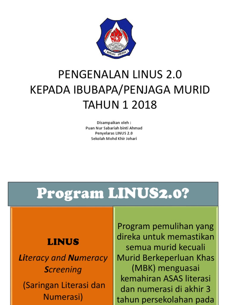 Pengenalan Linus Untuk Ibubapapenjaga 2018