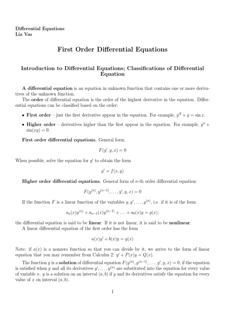 1st Order PDF | PDF | Differential Equations | Equations