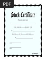 Printable Stock Certificates Template Blue