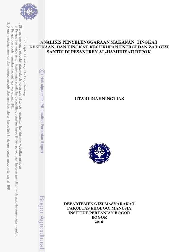 Analisis Penyelenggaraan Makanan, Tingkat Kesukaan, Dan 
