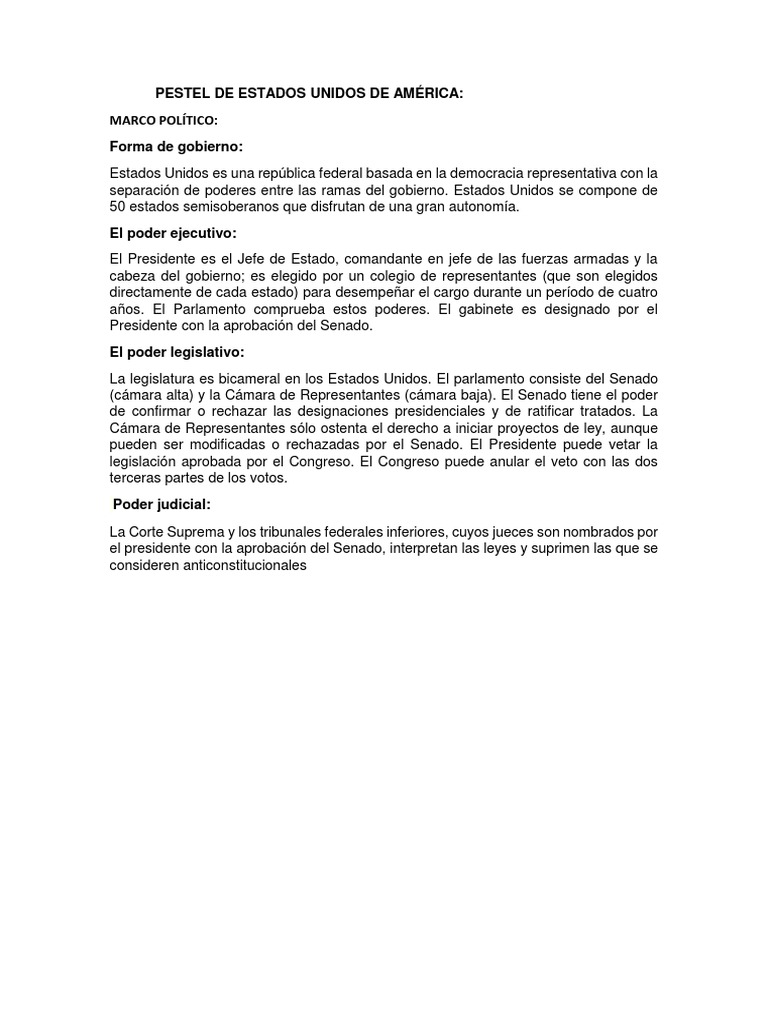 Pestel de Estados Unidos de América | PDF | Presidentes de los Estados ...