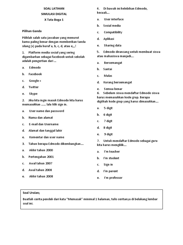 Soal Latihan Simulasi Digital