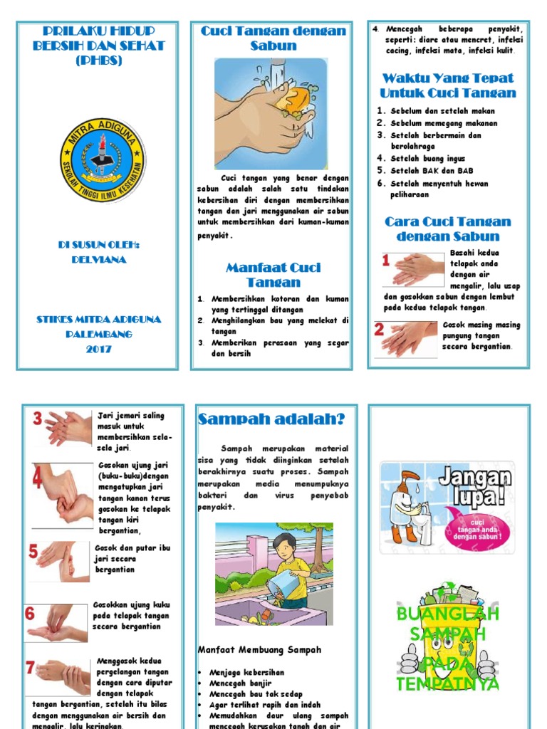 Panduan Cuci Tangan 6 Langkah PHBS | PDF