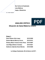 Analisis Critico Situacion Materno Infantil