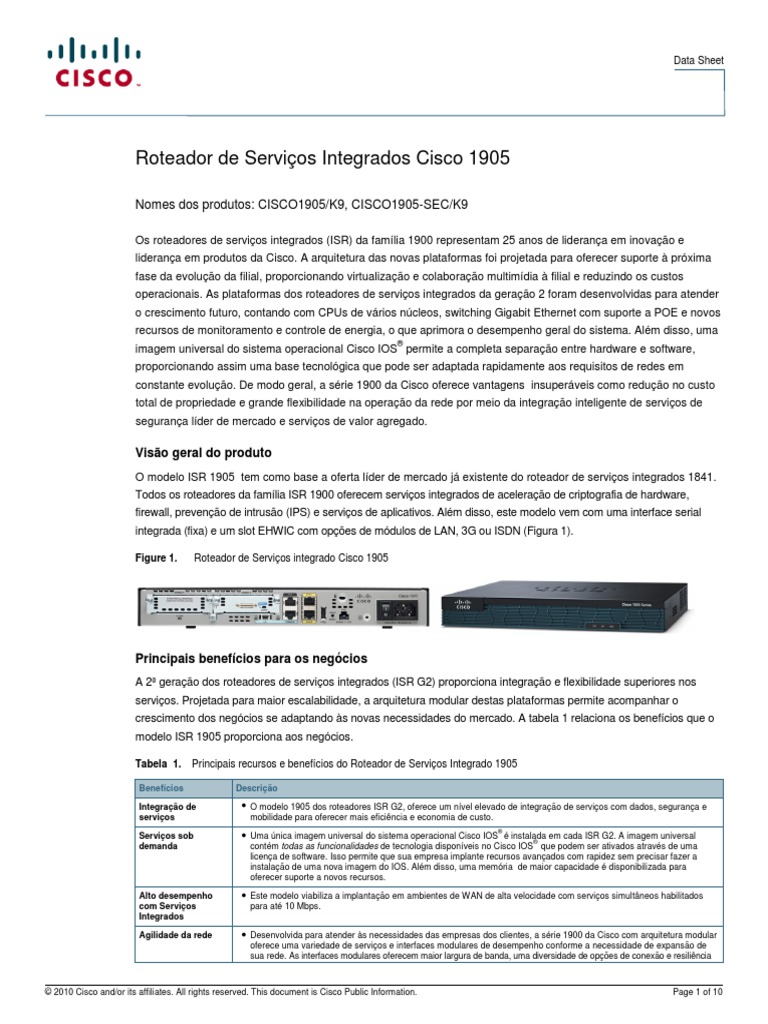 Cisco 1905 ptbr1345224033 PDF | PDF | Sistemas Cisco | Rede de computadores