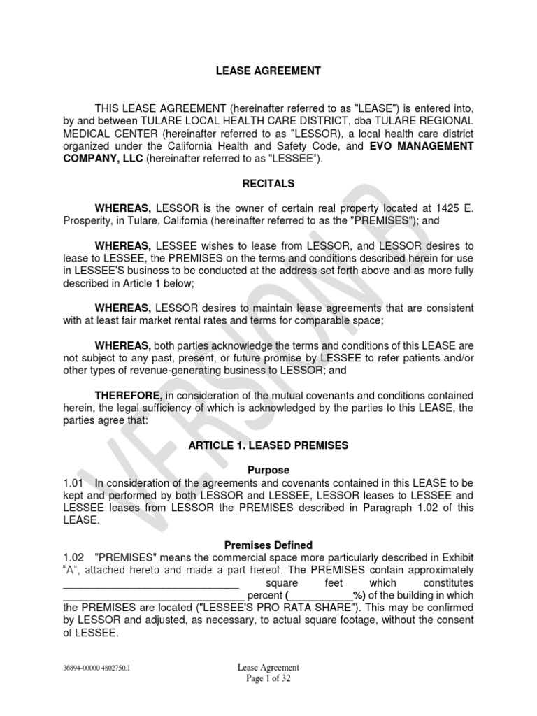 Evolutions Lease Agreement-B (No Exhibits) | PDF | Lease | Assignment (Law)