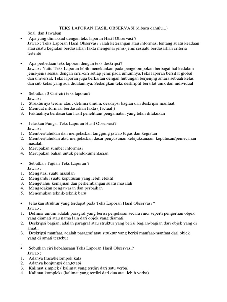 Teks Laporan Hasil Observasi Pdf