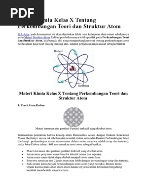 Materi Kimia Kelas X Tentang Perkembangan Teori Dan Struktur Atom